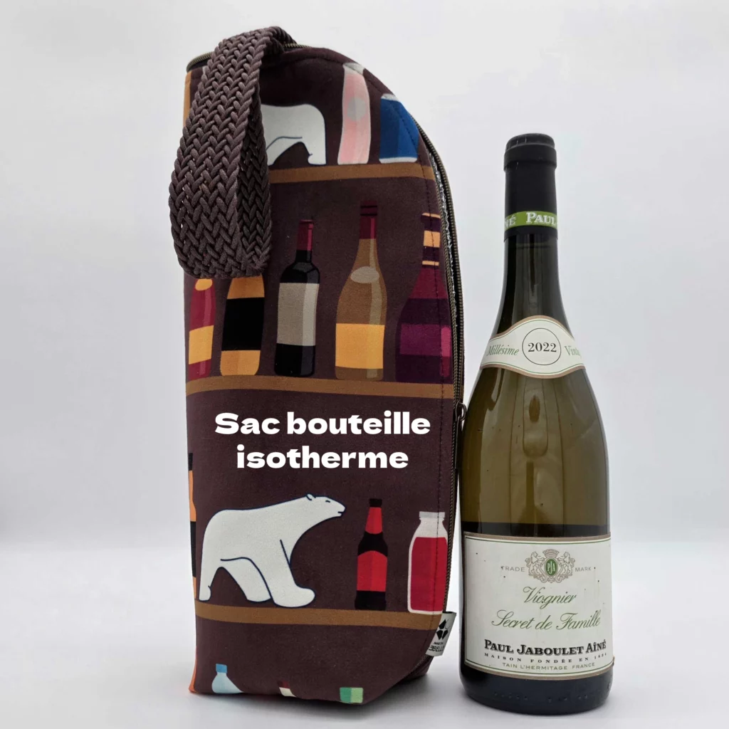 sac bouteille isotherme ours pompon