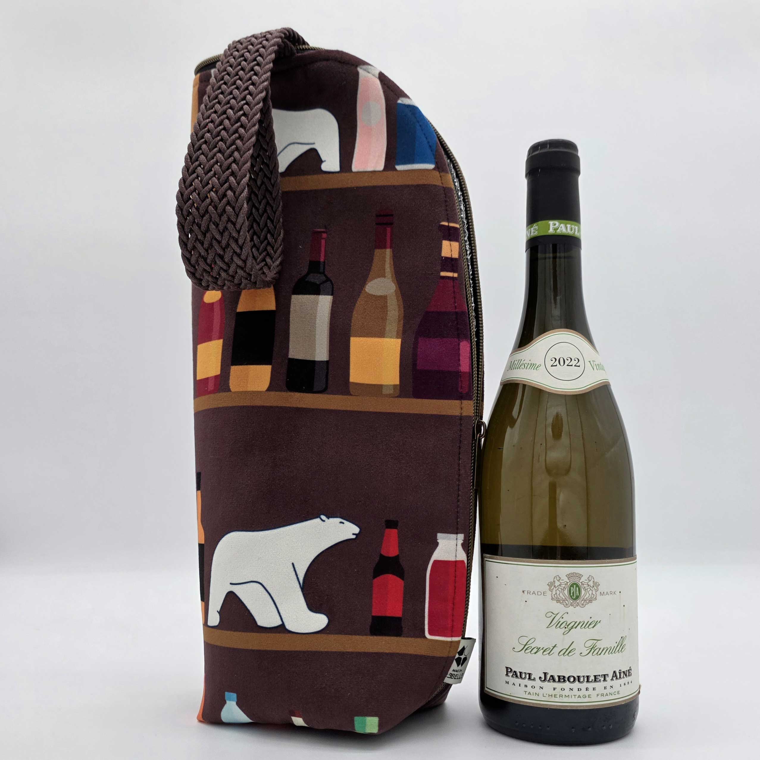 sac isotherme pour bouteille ours pompon