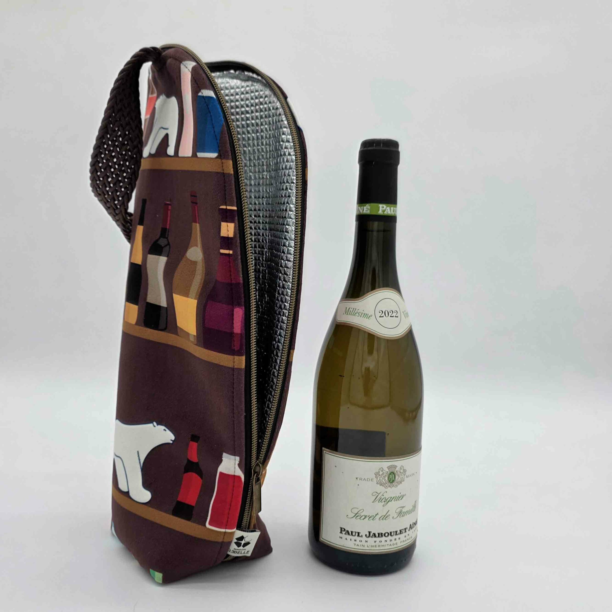 sac isotherme pour bouteille ours pompon
